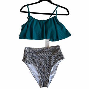Cupshe NEW Women's Two Piece Ruffle Top Bikini Size S #26010